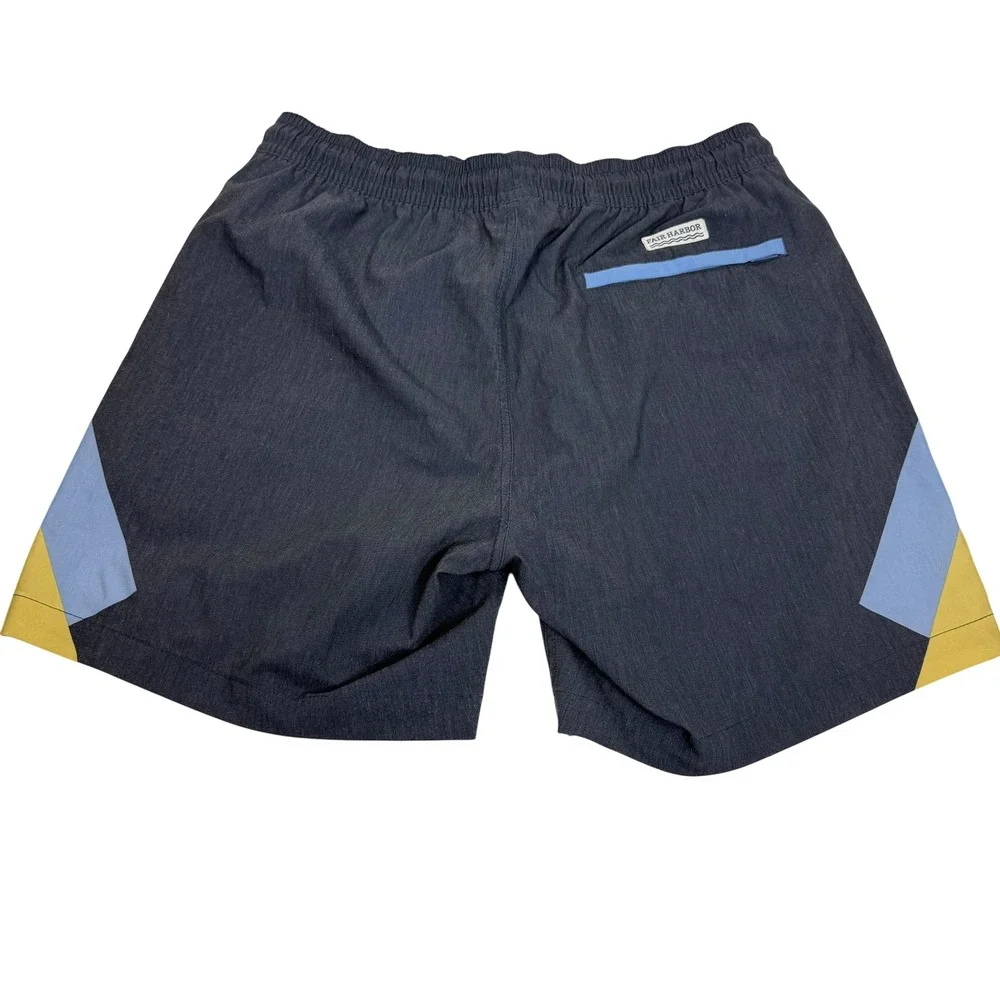 Fair Harbor Mens XL Swim Trunks Charcoal Grey Colorblock 7 Inch Inseam Shorts‎